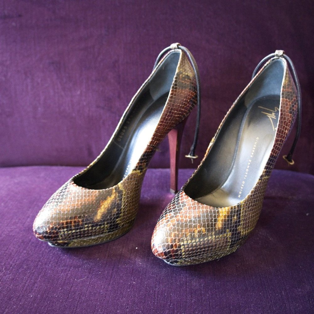 Giuseppe Zanotti Snakeskin Platform Heel